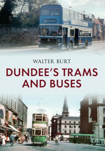 Book cover: vintage trams and buses in a Scottish city street.