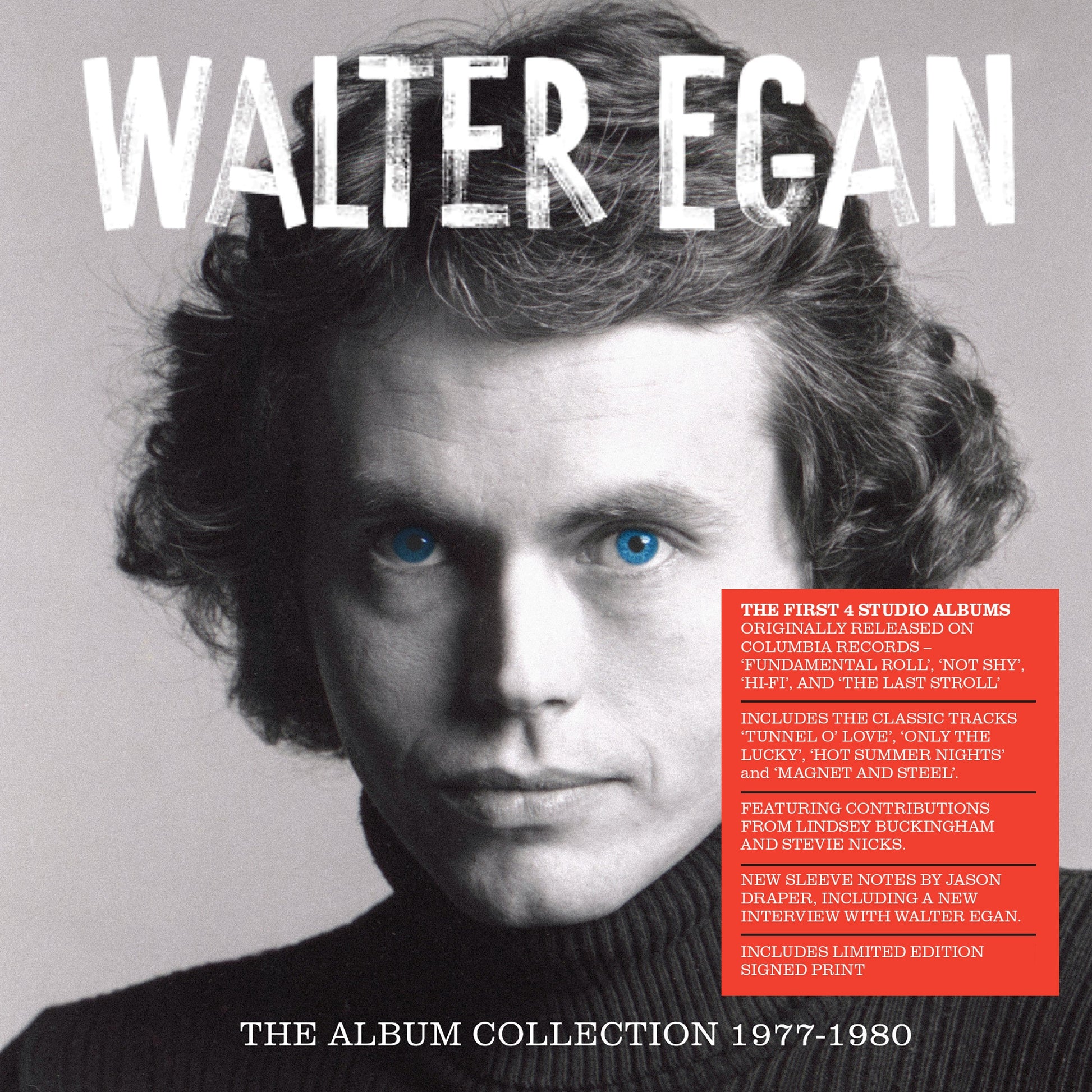 CD cover for Walter Egan’s album collection, 1977-1980, with portrait.
