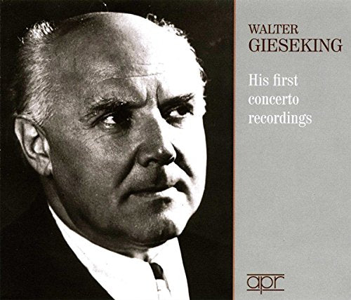 CD cover with black and white portrait of Walter Gieseking on grey background.