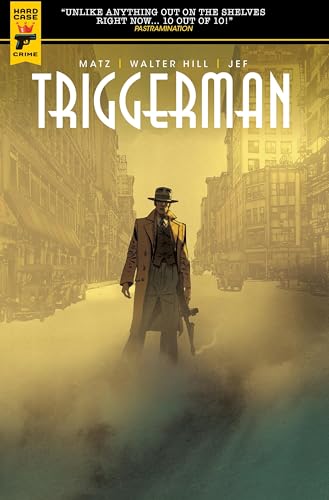 Book cover: man in a trench coat stands on a foggy city street.