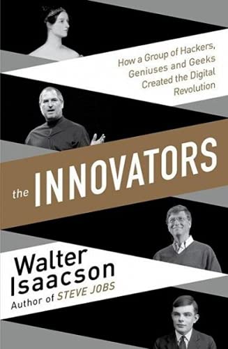 Book cover for The Innovators featuring portraits of historical figures and author Walter Isaacson.