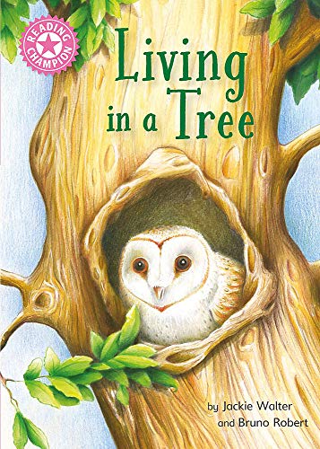 Book cover: "Living in a Tree" depicts an owl in a tree hollow.