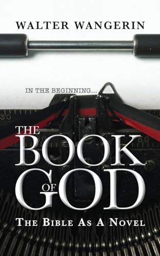 Book cover with typewriter keys and bold title: "The Book of God.