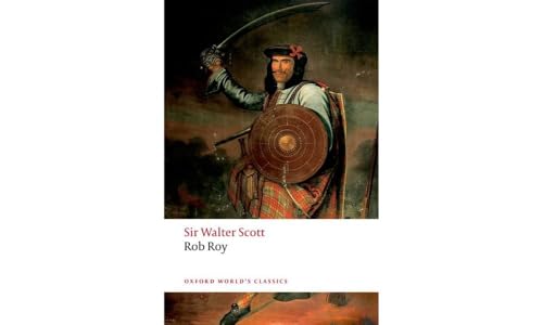 Book cover depicting a man with a sword and shield, “Rob Roy.”