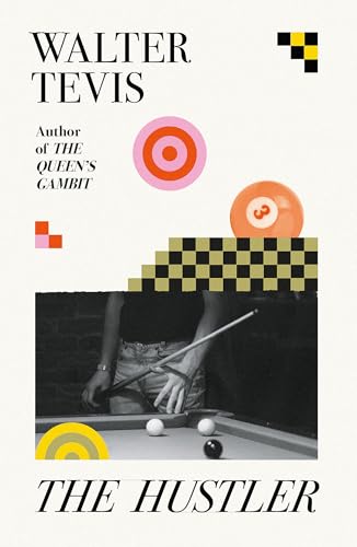 Book cover with a black and white photo of a person playing pool.