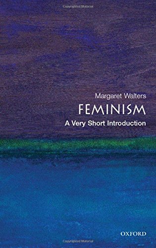 Book cover: "Feminism" by Margaret Walters, with abstract purple and blue design.