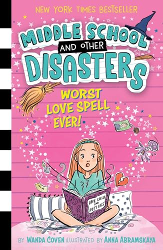 Book cover: girl reading a spellbook surrounded by magical items.