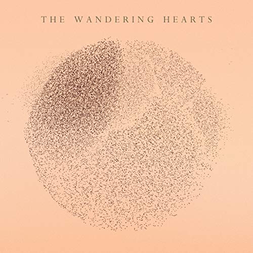 "Album cover with peach background, stippled heart shape, and 'The Wandering Hearts' text."