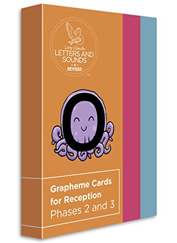 Orange card box with a cartoon octopus and letter "O", phonics learning aid.