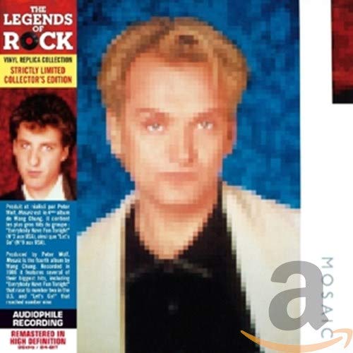 CD cover for Wang Chung’s “Mosaic” featuring pixelated band member portrait.