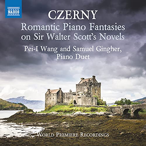 "Album cover featuring a ruined castle on a rocky shore under stormy skies."
