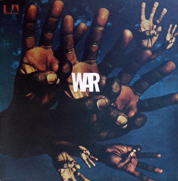 Multiple hands reaching out with the word "WAR" in white text.