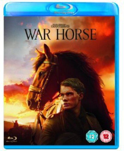 Blu-ray cover for War Horse showing a young man standing beside a horse.