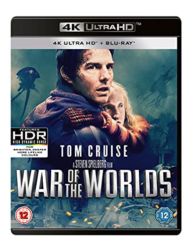 War of the Worlds 4K Ultra HD Blu-ray case featuring Tom Cruise and child.