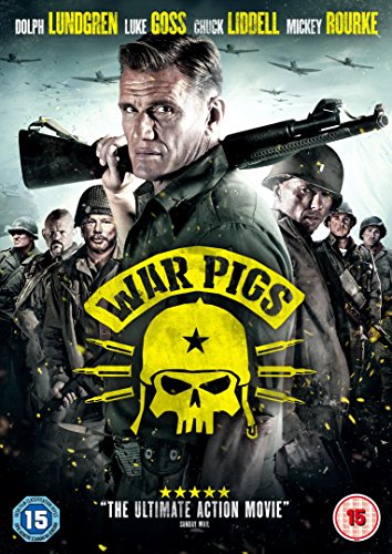 Dolph Lundgren and soldiers in military gear on the War Pigs movie DVD cover.