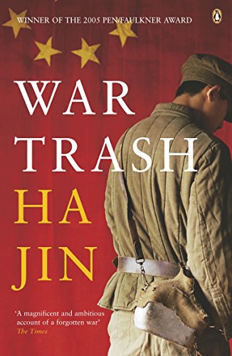 Book cover: "War Trash" by Ha Jin, featuring a soldier with a red star background.