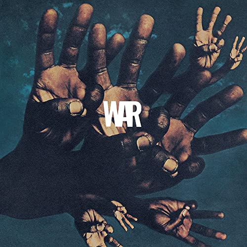 Album cover for WAR featuring multiple hands with peace signs.