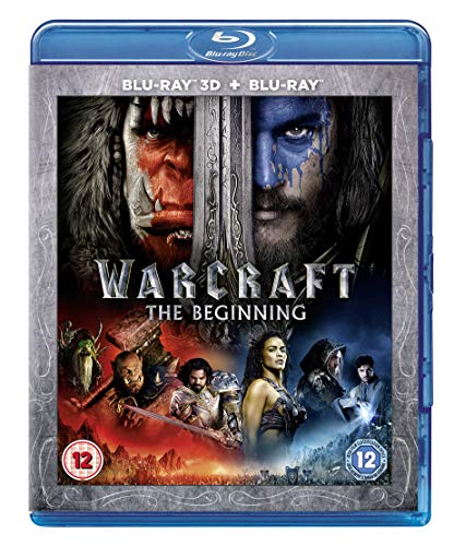 Warcraft Blu-ray case featuring Orc and human characters, fantasy battle scene.