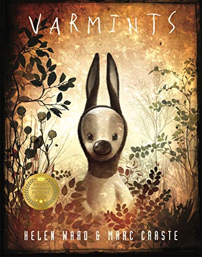 Book cover for Varmints featuring a small rabbit amidst autumn foliage.
