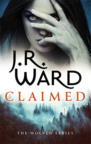 Book cover: woman with orange eyes, forest background, title "Claimed.