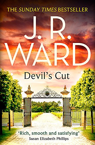 Book cover: "Devil's Cut" by J.R. Ward, featuring a wrought iron gate.