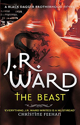 Book cover: Muscular back with dragon tattoo, title "The Beast" by J.R. Ward.