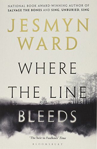 Book cover for "Where the Line Bleeds" by Jesmyn Ward, with blurred trees.