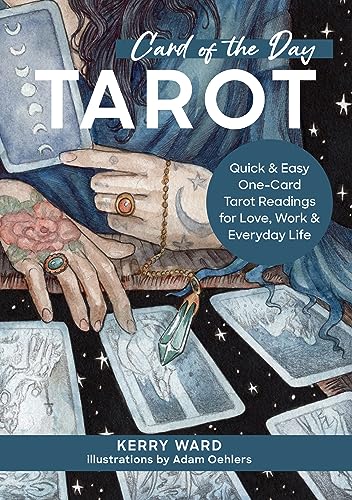 Book cover featuring hands with rings and crystals holding tarot cards.
