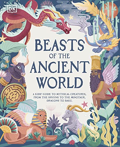 Book cover featuring colorful illustrations of mythical creatures like dragons and sphinxes.