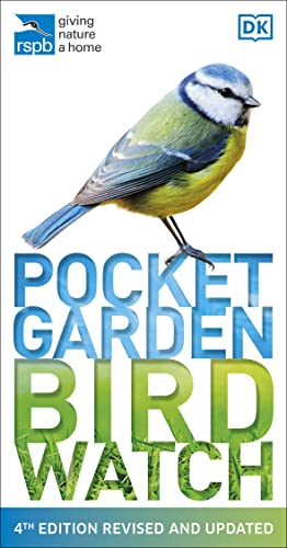 Book cover featuring a blue tit and text "RSPB Pocket Garden Birdwatch".