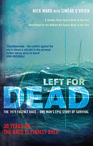 Book cover depicting stormy seas and large white text: “LEFT FOR DEAD”.