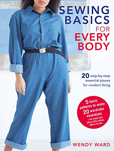 Book cover: "Sewing Basics for Every Body" featuring a person in a jumpsuit.