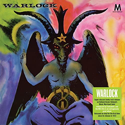 Album cover art featuring a horned, winged figure against a colorful, abstract background.