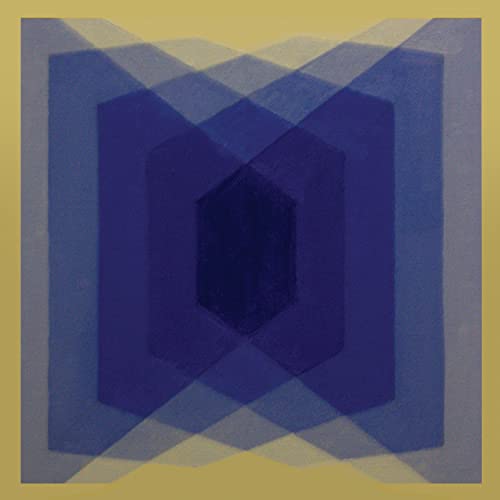 Abstract geometric album cover with layered blue and purple shapes.