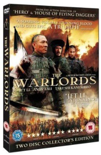 DVD case for "The Warlords" with three men in ancient armor on the cover.