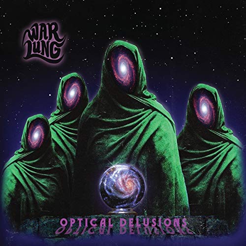 Hooded figures with galaxy-filled eye sockets and a glowing orb.