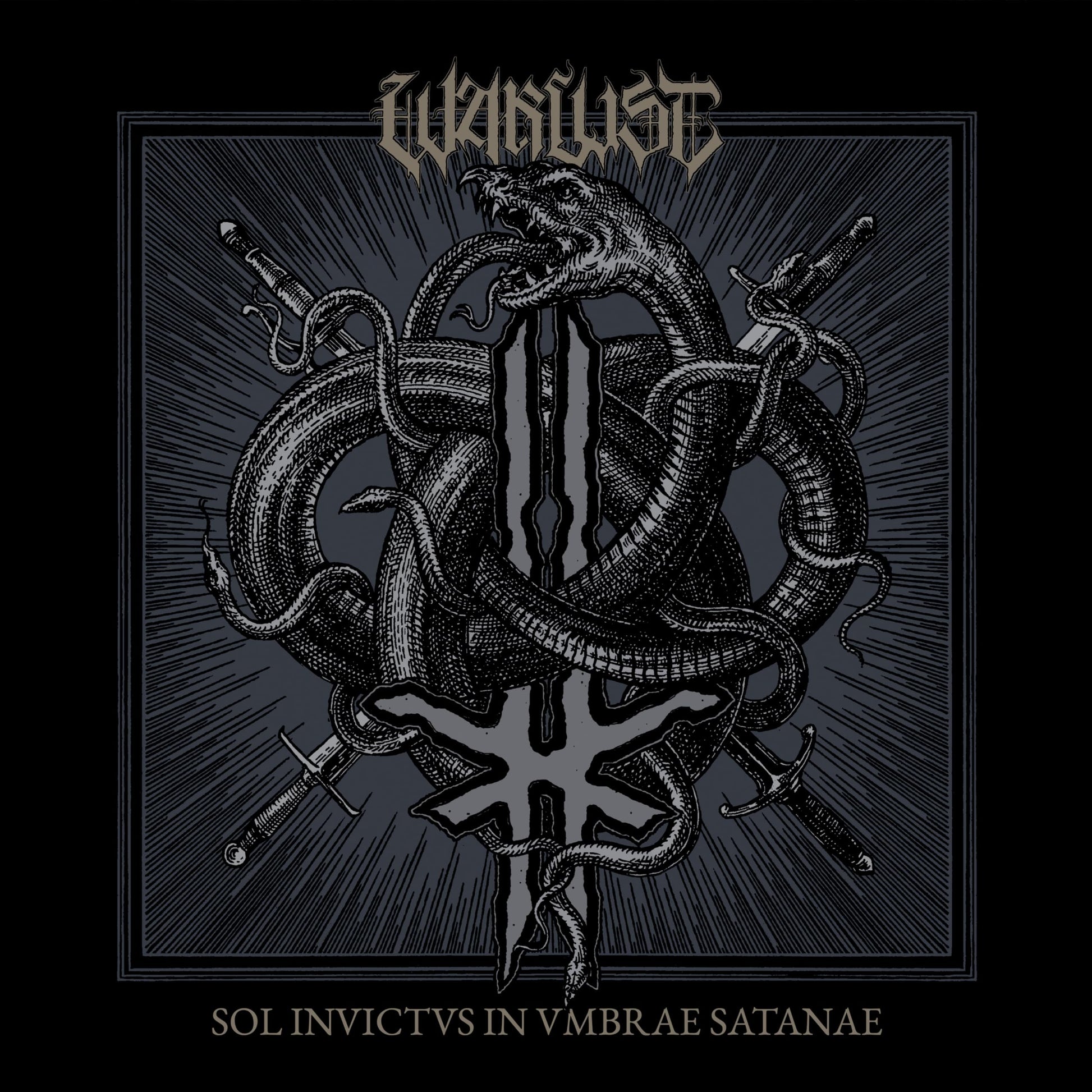 Album cover featuring a snake coiled around crossed swords and a central sigil.