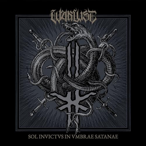 Black and grey album cover with snakes, swords, and a cross symbol.