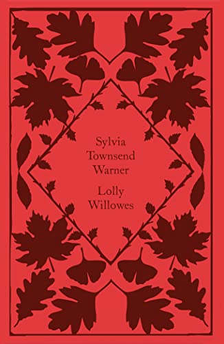 Red book cover with dark leaf patterns and title “Lolly Willowes”.