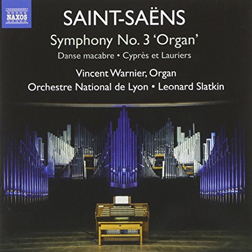 "CD cover featuring a darkened stage with a pipe organ, lit in blue."