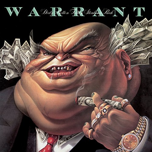 Warrant album cover: Caricature of a man with money and a cigar.