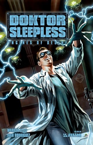 Comic book cover: man in lab coat with glowing electrical effects.