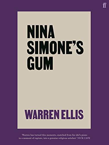 Book cover: "Nina Simone's Gum" by Warren Ellis, beige and purple.