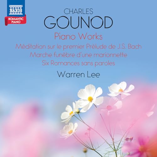 CD cover for Gounod’s Piano Works by Warren Lee, with flowers.