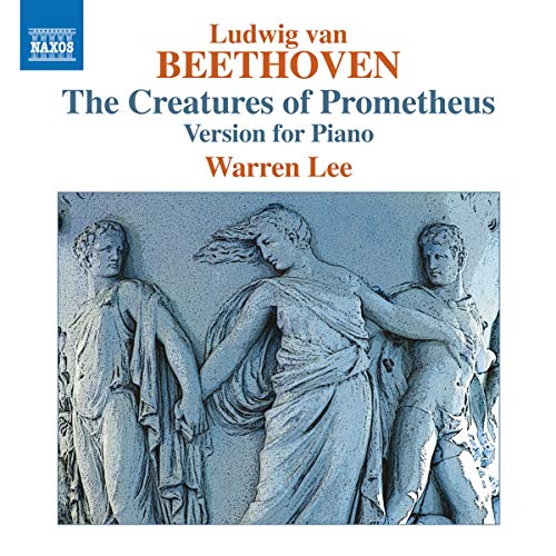 "CD cover with Beethoven's 'The Creatures of Prometheus' and stone relief image."