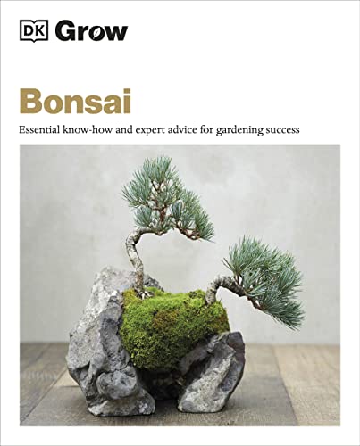 Book cover titled Grow Bonsai featuring a small pine tree growing on a rock.
