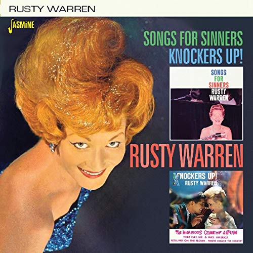 CD cover for Rusty Warren’s “Songs For Sinners & Knockers Up!” album.