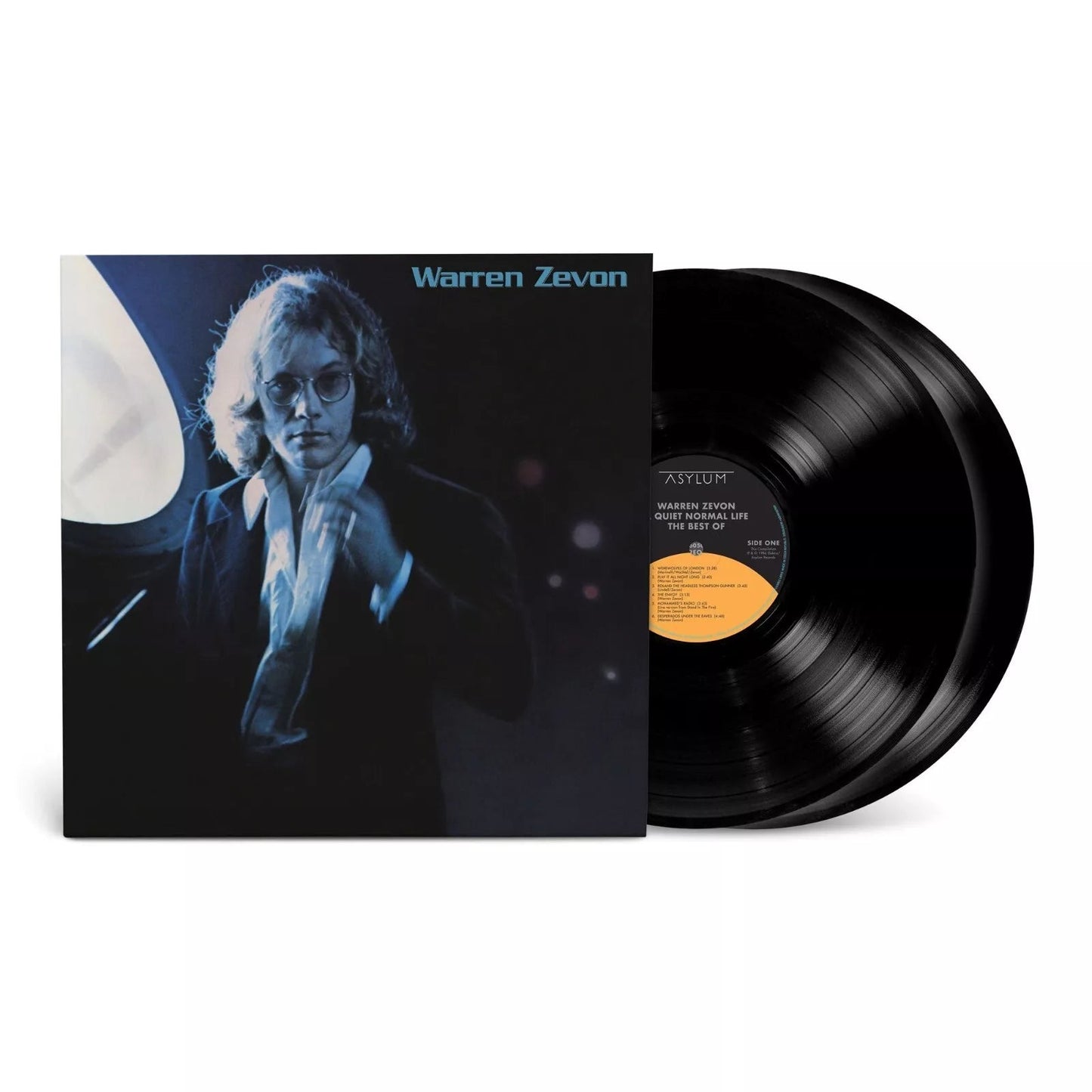 Warren Zevon’s self-titled vinyl record with a portrait of the artist.