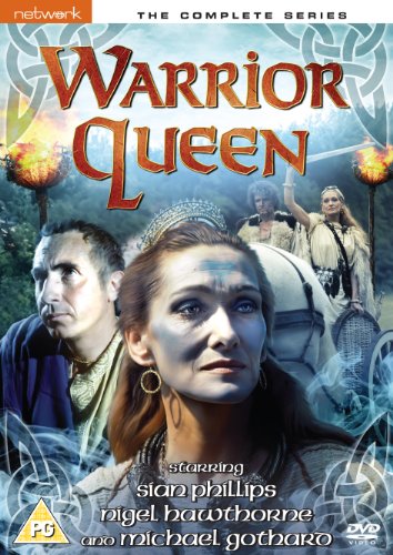 DVD cover for “Warrior Queen” featuring actors in historical attire.