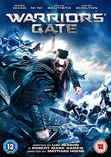 Warriors' Gate" DVD cover featuring a warrior with face paint, action scene.
